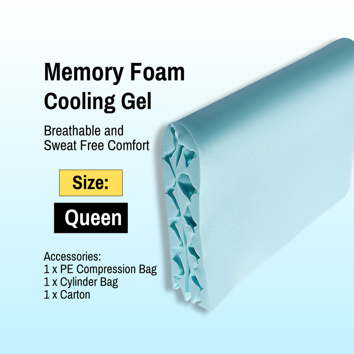 VEVOR Mattress Topper Soft Memory Foam Cooling Gel Infusion Queen Size 2 Inches