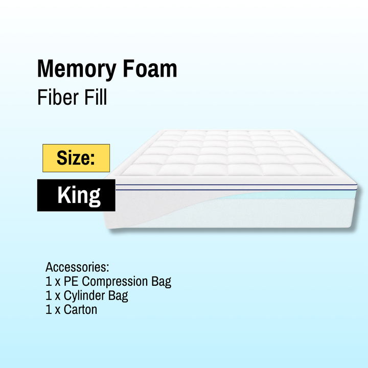 VEVOR Mattress Topper Premium Memory Foam Fiber Fill King Size 4 inch Thickness