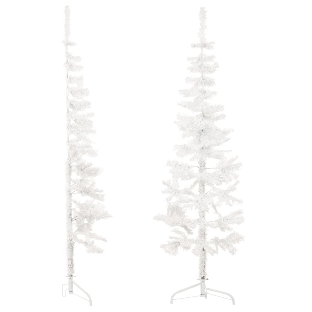 Slim Artificial Half Christmas Tree with Stand White 6 ft