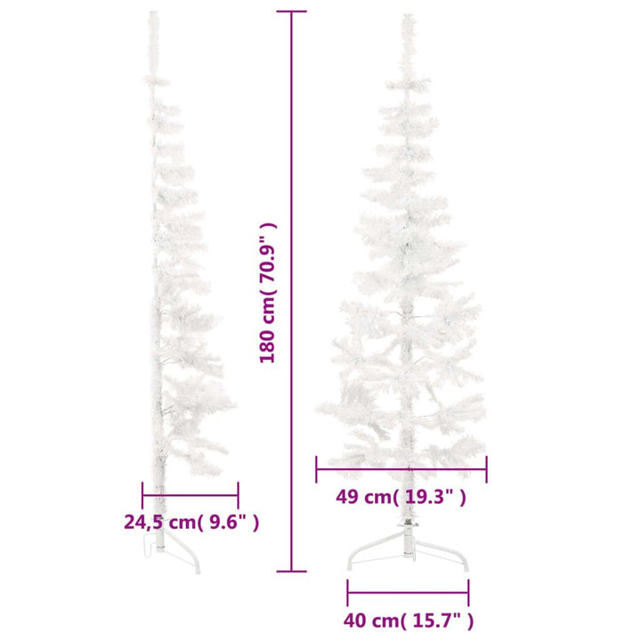 Slim Artificial Half Christmas Tree with Stand White 6 ft