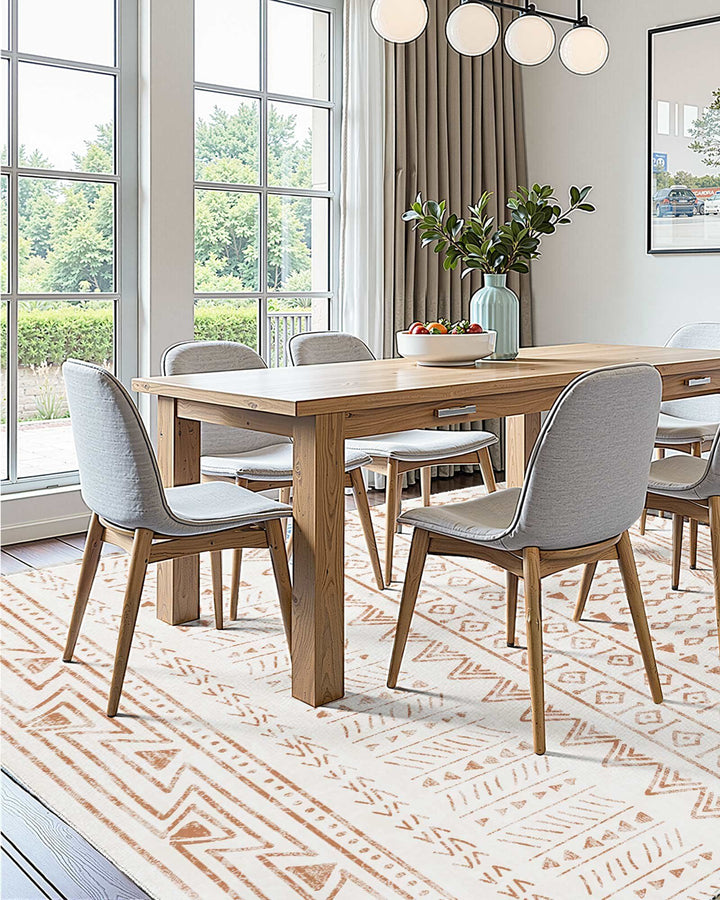 Large Area Rug 5 x 7 ft Anti-Skid and Tear-Resistant Floor Mat Modern Beige