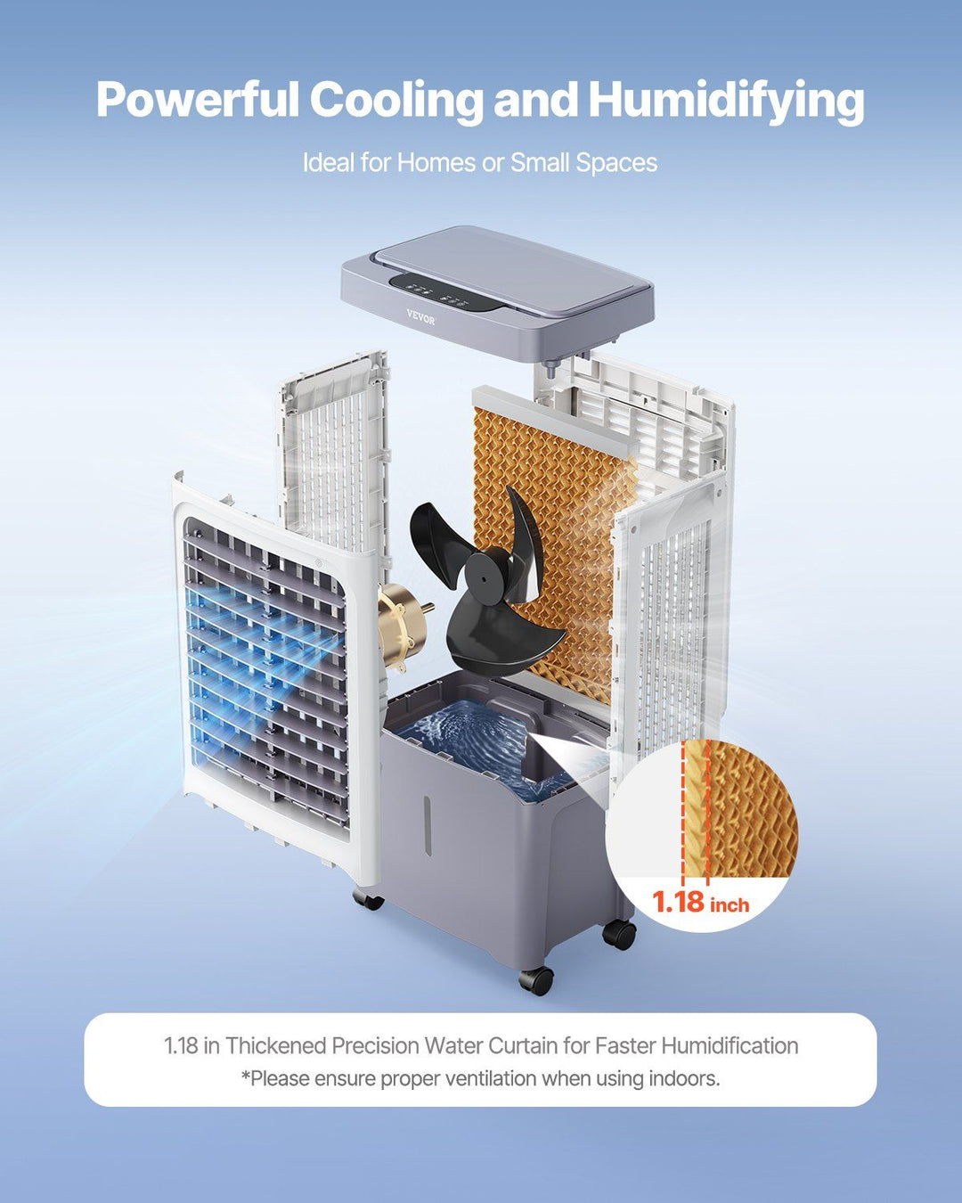 Evaporative Air Cooler 1800 CFM with 6.8 Gal Water Tank Portable Swamp Cooler