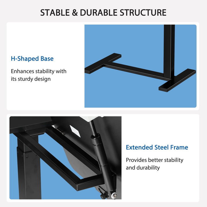 Adjustable Overbed Table with Wheels, Mobile Rolling Laptop Desk, Tilting Bedside Table for Laptop, Bed, Sofa, and Office Use, Black