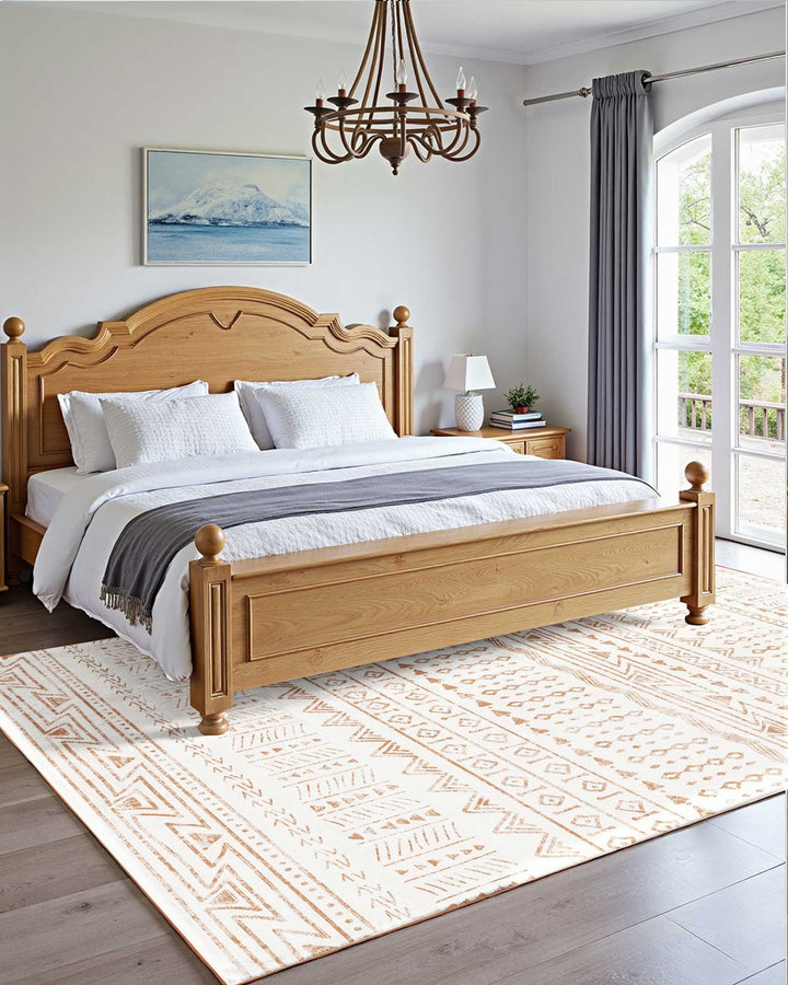 Large Area Rug 6 x 9 ft Anti-Skid and Tear-Resistant Floor Mat Modern Beige