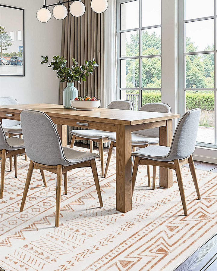 Large Area Rug 6 x 9 ft Anti-Skid and Tear-Resistant Floor Mat Modern Beige