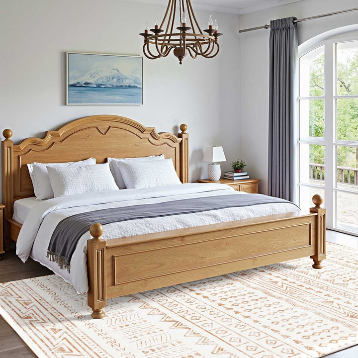 Large Area Rug 6 x 9 ft Anti-Skid and Tear-Resistant Floor Mat Modern Beige