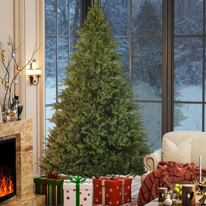 HOMCOM 12ft Hinged Artificial Christmas Tree with Foldable Stand, Easy Assembly, Xmas Tree for Home Office Holiday, Green