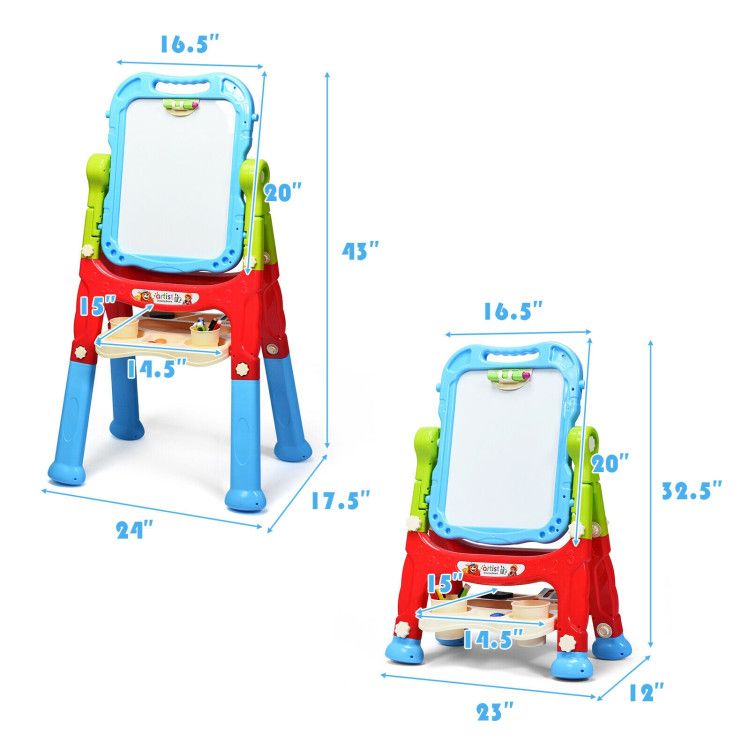 Height Adjustable Kids Art Easel Magnetic Double-Sided Board