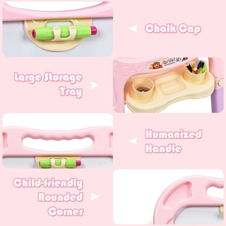 Height Adjustable Kids Art Easel Magnetic Double-Sided Board