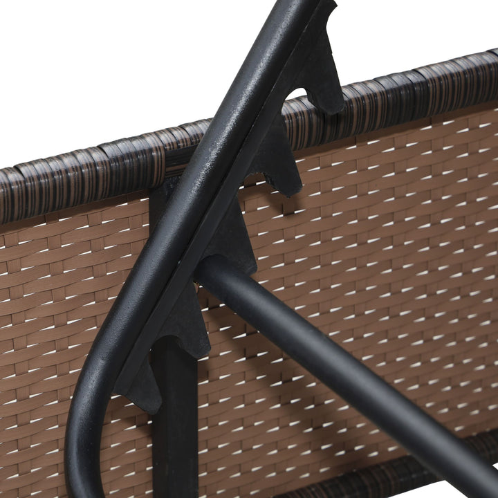 Outsunny Outdoor Lounge Chairs Set of 2 with 5-Level Angles Adjust Backrest, Thick Cushions, & Matching Table, Patio Rattan Furniture Sets for Pool Side, Balcony, Beach, Yard, MixedBrown