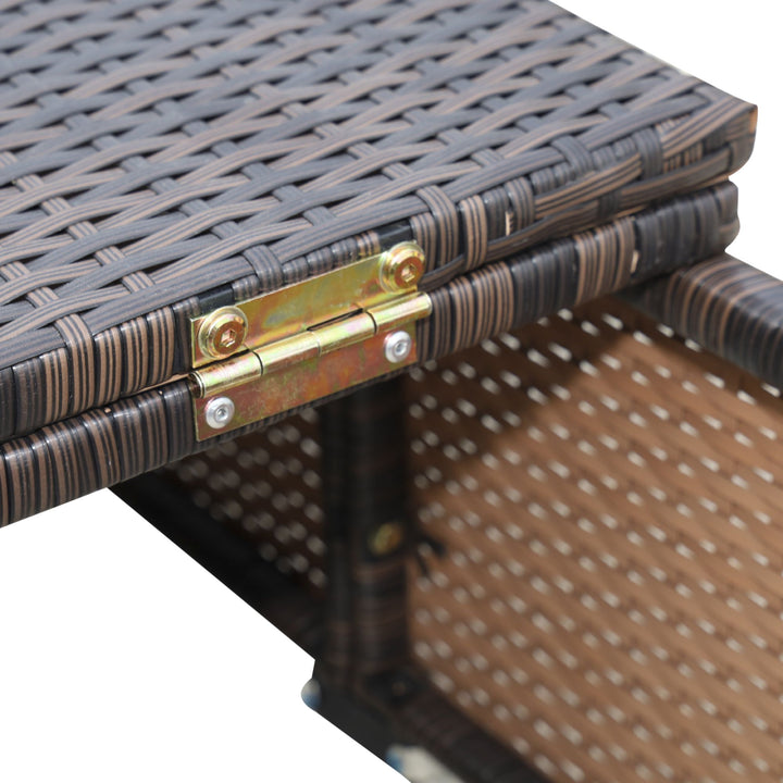 Outsunny Outdoor Lounge Chairs Set of 2 with 5-Level Angles Adjust Backrest, Thick Cushions, & Matching Table, Patio Rattan Furniture Sets for Pool Side, Balcony, Beach, Yard, MixedBrown