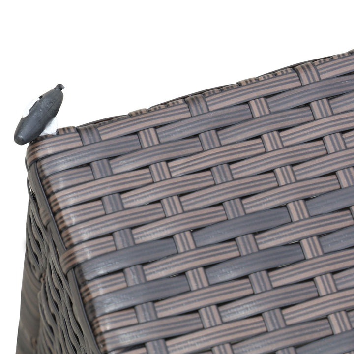 Outsunny Outdoor Lounge Chairs Set of 2 with 5-Level Angles Adjust Backrest, Thick Cushions, & Matching Table, Patio Rattan Furniture Sets for Pool Side, Balcony, Beach, Yard, MixedBrown