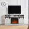 Modern Farmhouse TV Media Stand, Large Barn Inspired Home Entertainment Console, with 23" Fireplace Insert, for TV Up to 65'', with Open Shelves and Closed Cabinets, White