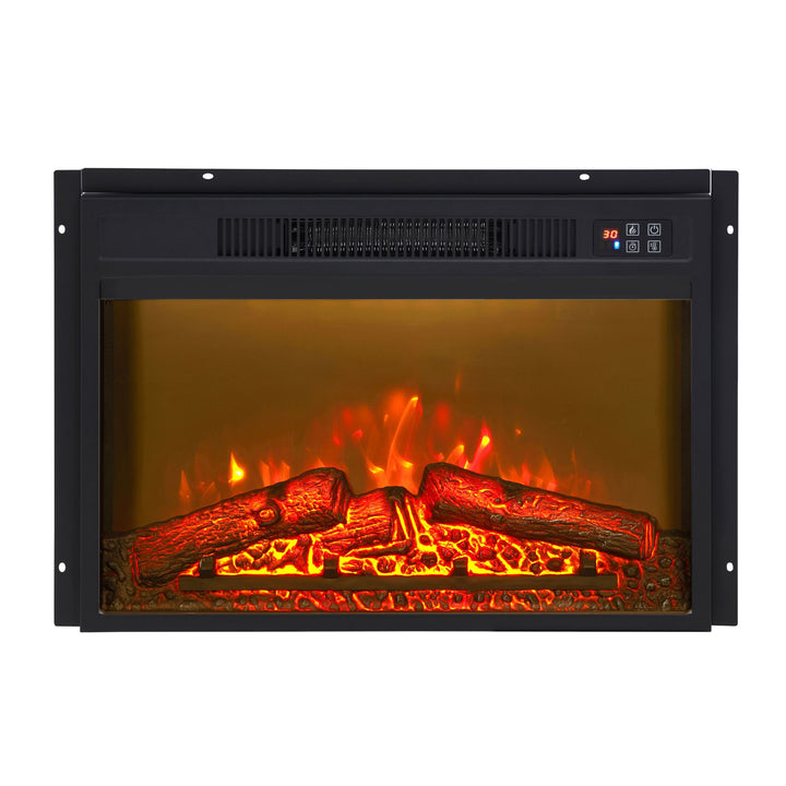 Modern Farmhouse TV Media Stand, Large Barn Inspired Home Entertainment Console, with 23" Fireplace Insert, for TV Up to 65'', with Open Shelves and Closed Cabinets, White