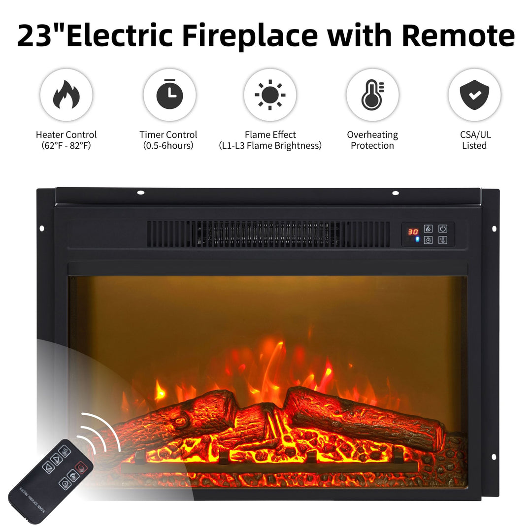 Modern Farmhouse TV Media Stand, Large Barn Inspired Home Entertainment Console, with 23" Fireplace Insert, for TV Up to 65'', with Open Shelves and Closed Cabinets, White