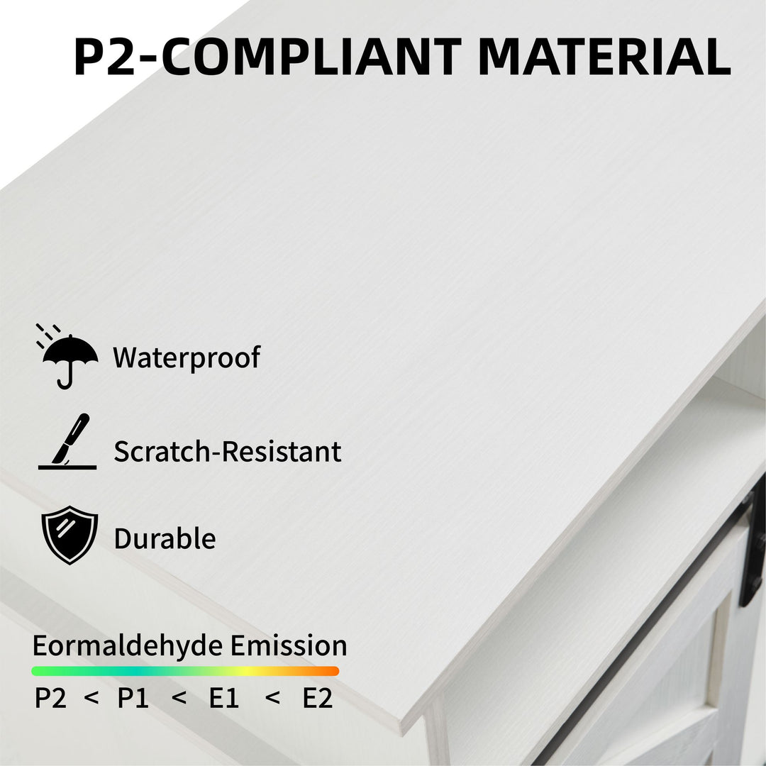Modern Farmhouse TV Media Stand, Large Barn Inspired Home Entertainment Console, with 23" Fireplace Insert, for TV Up to 65'', with Open Shelves and Closed Cabinets, White
