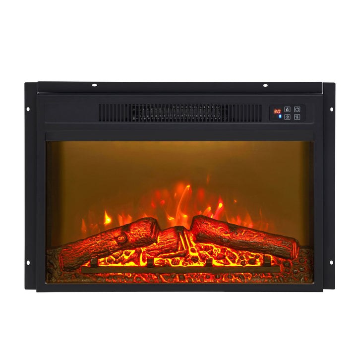 Fireplace TV Stand for Television up to 65 Inch with Storage and Farmhouse Sliding Barn Doors, Entertainment Center with Cabinet and Shelves,White