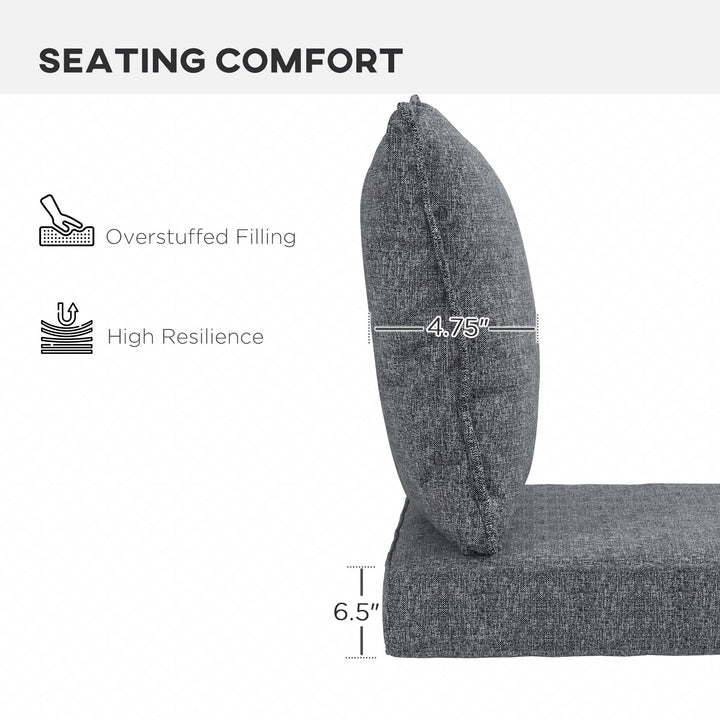 Outsunny 4-Piece Patio Chair Cushion and Back Pillow Set, Seat Replacement Patio, Cushions Set for Outdoor Garden Furniture, Gray