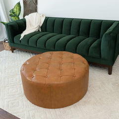 Seletar Tan Leather Ottoman