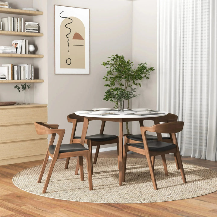 Dakota Solid Wood Black Leather Dining Chair