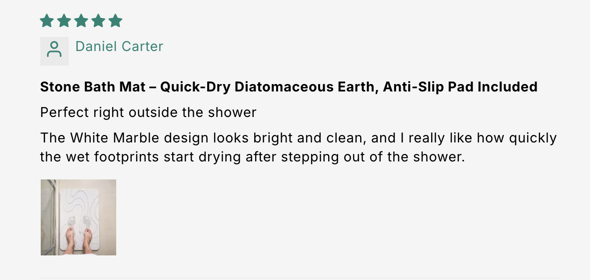 Stone Bath Mat – Quick-Dry Diatomaceous Earth, Anti-Slip Pad Included customer review screenshot 1