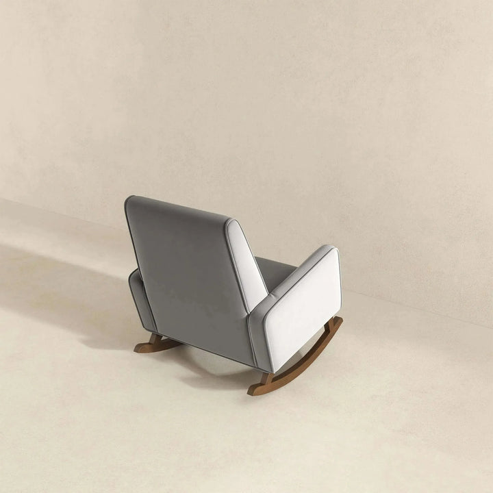 Demetrius Light Grey Fabric Solid Wood Rocking Chair