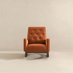 Demetrius Orange Velvet Solid Wood Rocking Chair