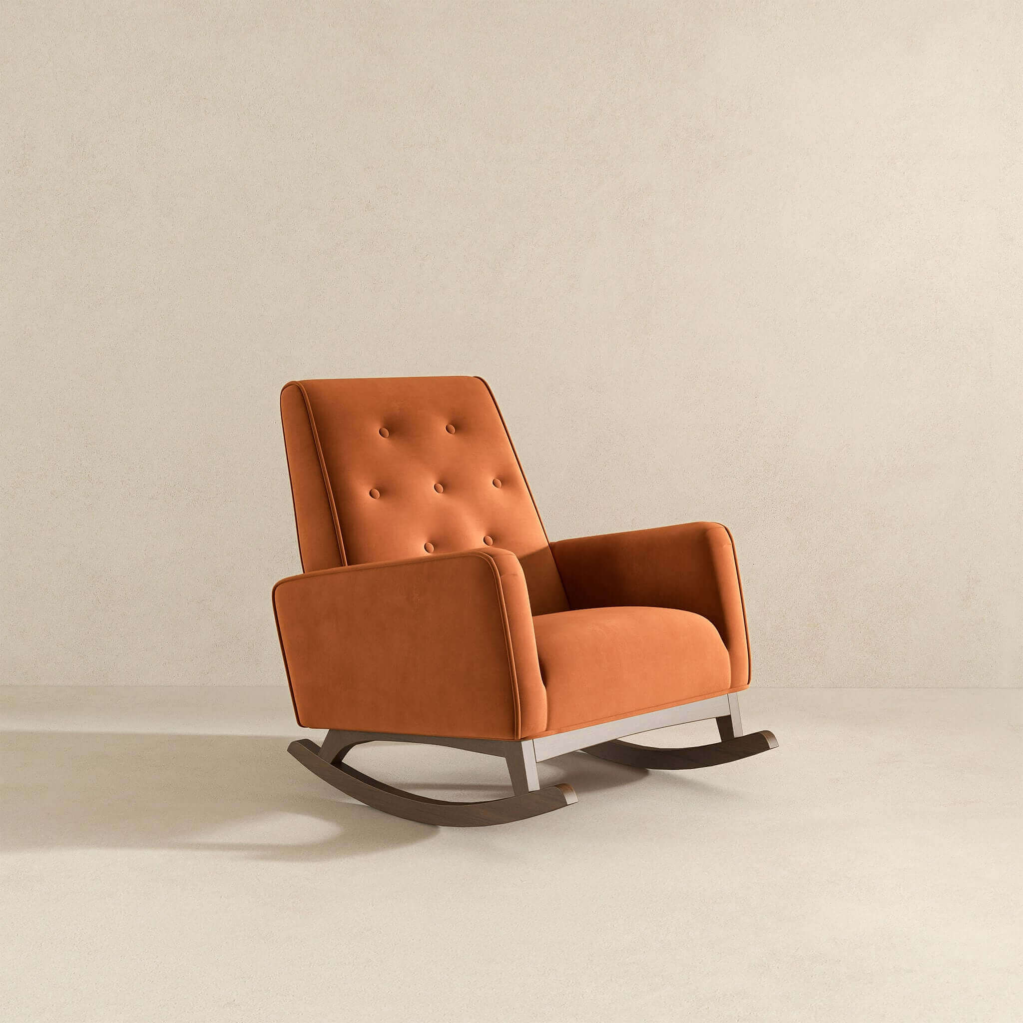 Demetrius Orange Velvet Solid Wood Rocking Chair