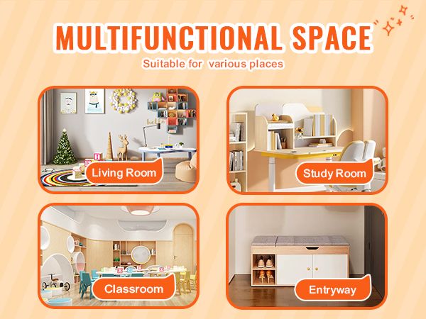 VEVOR Wood Kid Storage Cubby, Toy Storage Organizer with Bookshelf, 5-Cubby Wood Toy Storage Cabinet, Children Book Toy Shelf for Kids Room, Playroom, Kindergarten, Nursery, White