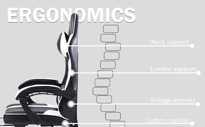 Video Game Chairs for Adults, PU Leather Gaming Chair with Footrest, 360°Swivel Adjustable Lumbar Pillow Gamer Chair, Comfortable Computer Chair for Heavy People