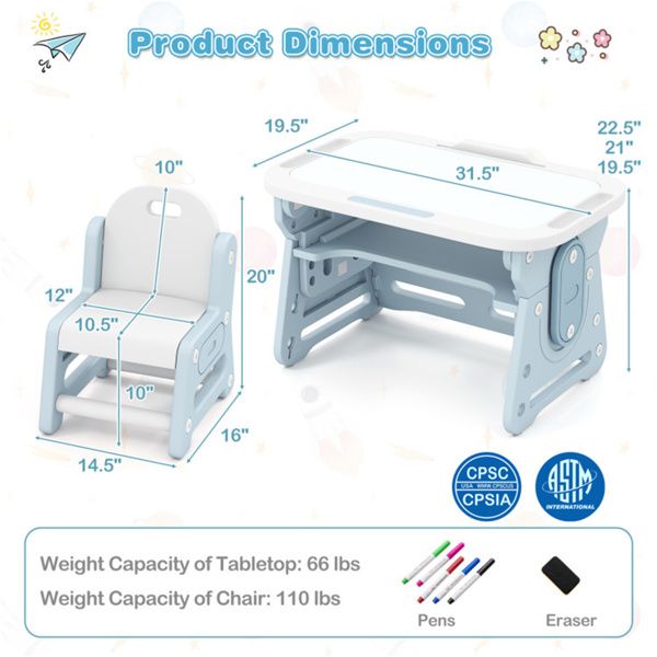 Kids Activity Table with Abundant Storage – 31.5″ x 19.5″ Multi-Function Table | Trufairs
