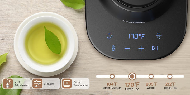 Electric Gooseneck Kettle Temperature Control Pour-Over Tea Kettle for Coffee Brewing; Stainless Steel Inner; 1300W Rapid Heating; Temp Holding Matte Black