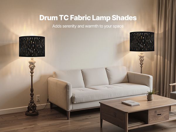 Drum Lamp Shade 2 Set 13 x 13 x 10 inches Medium Round Lampshade with Harp