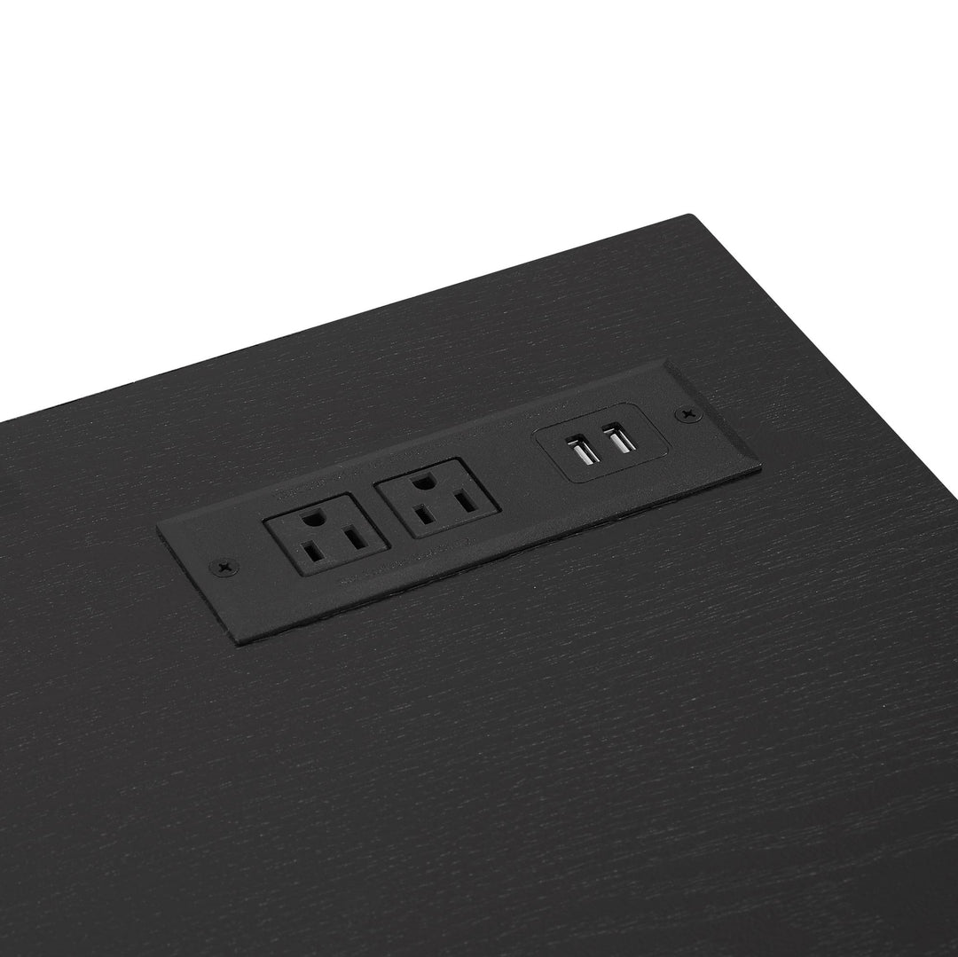 TV Stand Electric Fireplace TV Stand with Glass Shelves, 3D Fireplace TV Stand with LED Lights Wood with USB Charging Outlet Modern Television Table Center for TV up to 32-62" Black 58''W*15.5''D*24.4