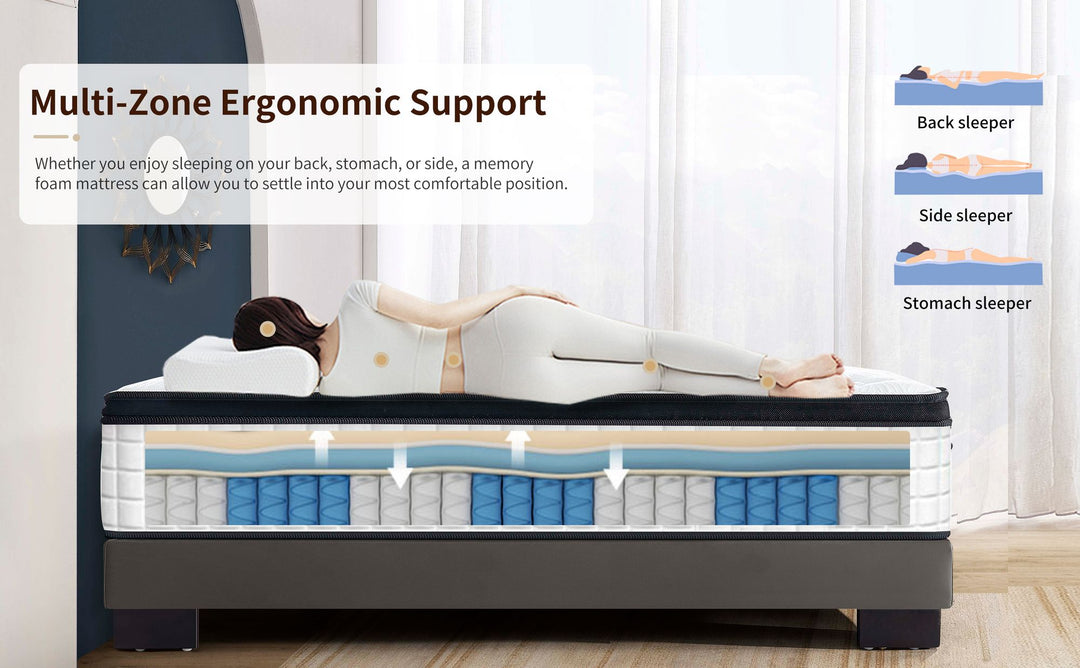 12 Inch Twin XL Breathable Cool Cover Certipur-US Memory Foam Individual Pocket Spring Hybrid Mattress