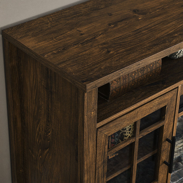 55 inch TV Media Stand with Electric Fireplace KD Inserts Heater,Reclaimed Barnwood Color