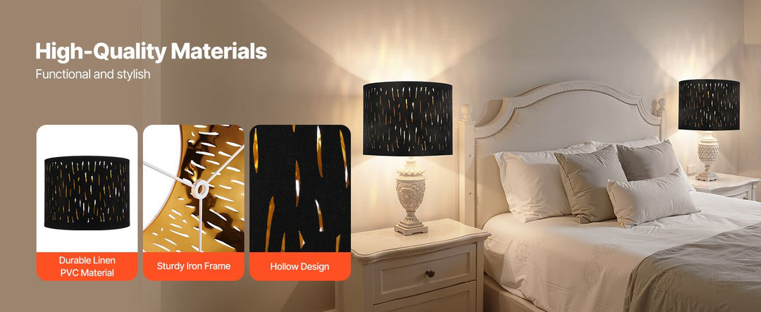 Drum Lamp Shade 2 Set 13 x 13 x 10 inches Medium Round Lampshade with Harp