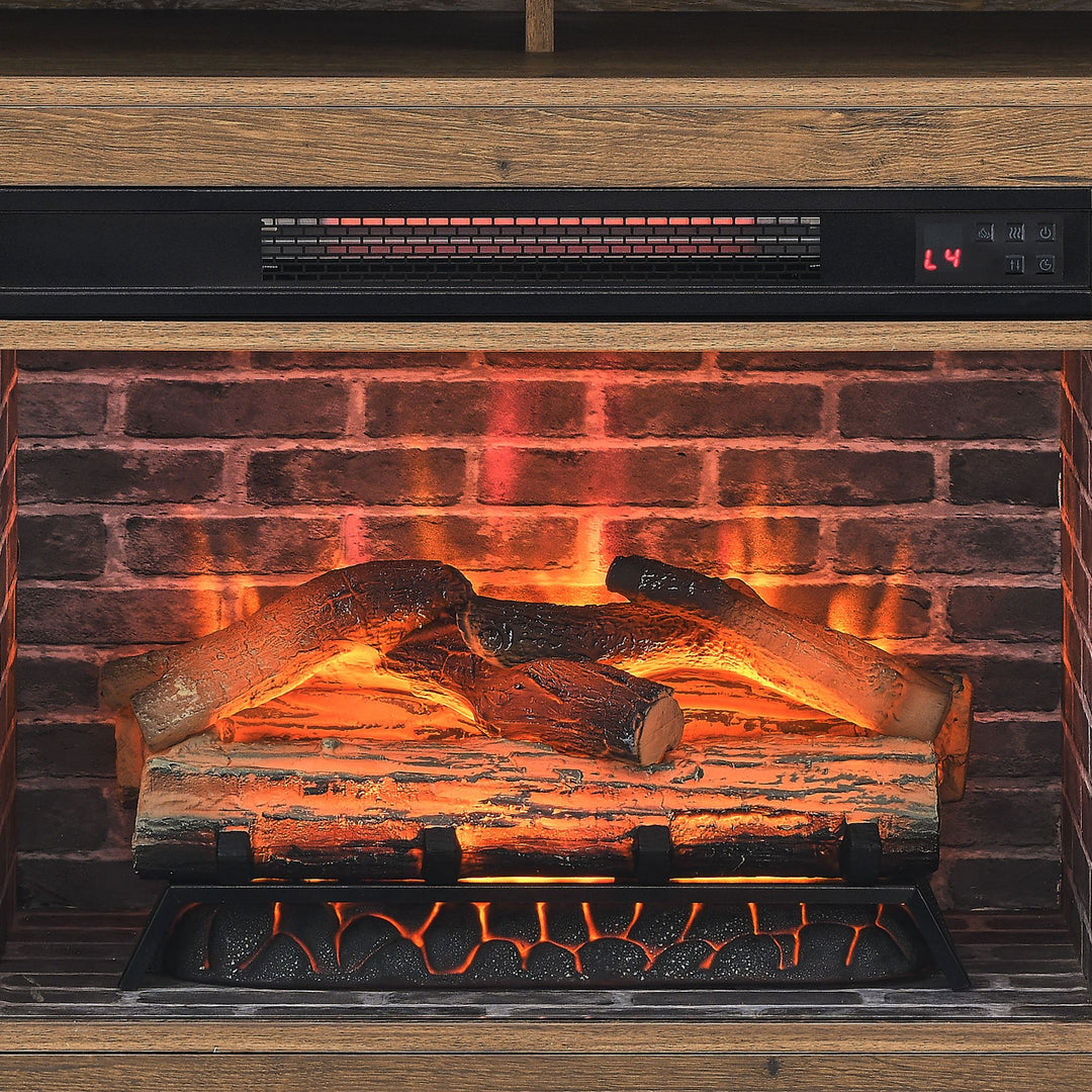 55 inch TV Media Stand with Electric Fireplace KD Inserts Heater,Reclaimed Barnwood Color