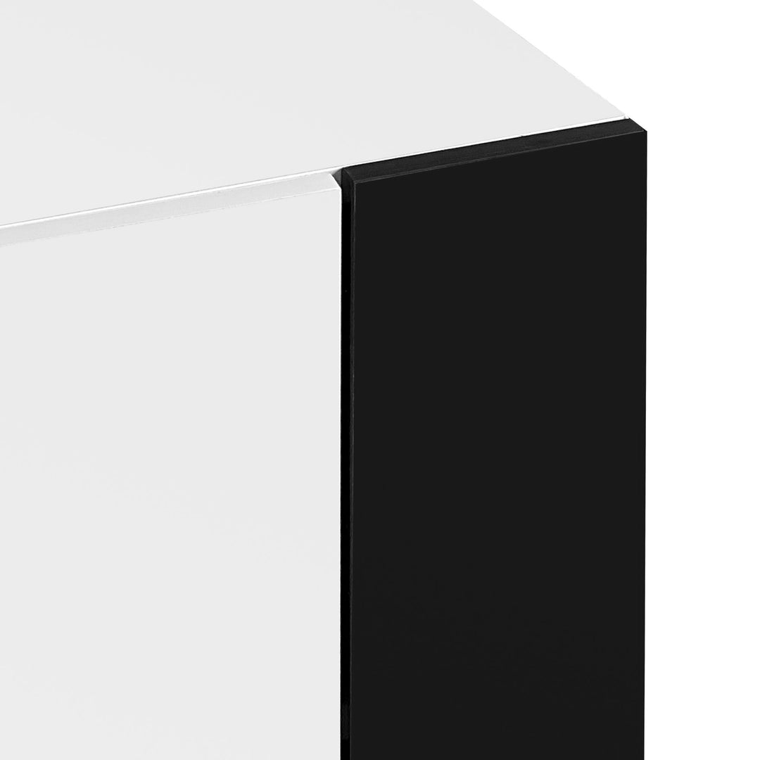 ON-TREND Modern TV Stand with 34.2" Non-heating Electric Fireplace, High Gloss Entertainment Center with 2 Cabinets, Media Console for TVs up to 78", Whit