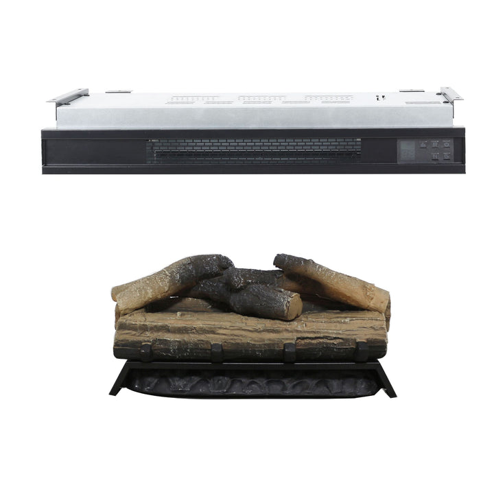 55 inch TV Media Stand with Electric Fireplace KD Inserts Heater,Reclaimed Barnwood Color