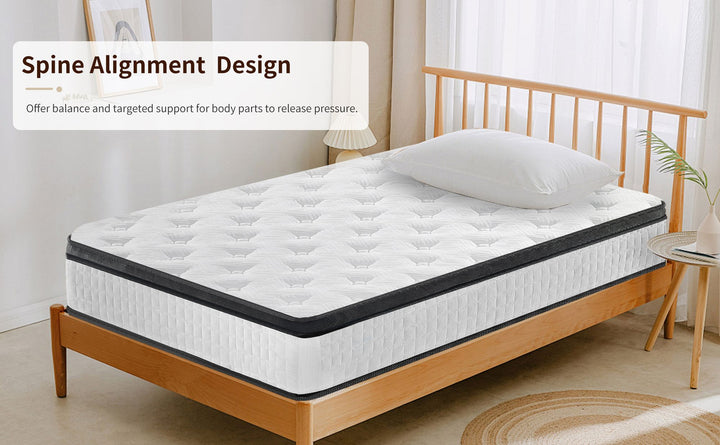 12 Inch Twin XL Breathable Cool Cover Certipur-US Memory Foam Individual Pocket Spring Hybrid Mattress