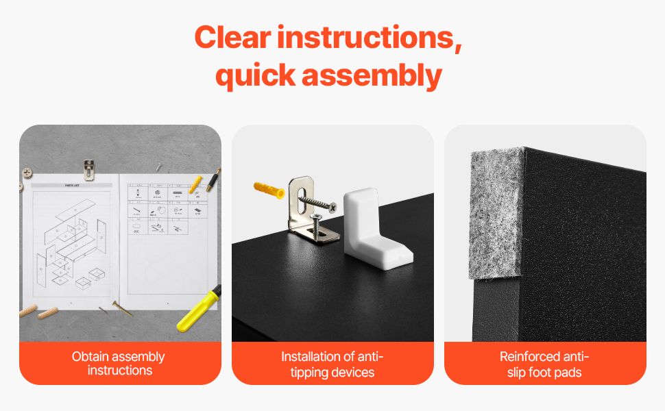 VEVOR Desktop Bookshelf, 3-Tier Desktop Storage Organizer, 37" x 10" x 31.1" Office Storage Rack Wood Display Shelf, Desktop Bookshelf Hutch with Two Fabric Drawers, for Office, Home & Dorm, Black