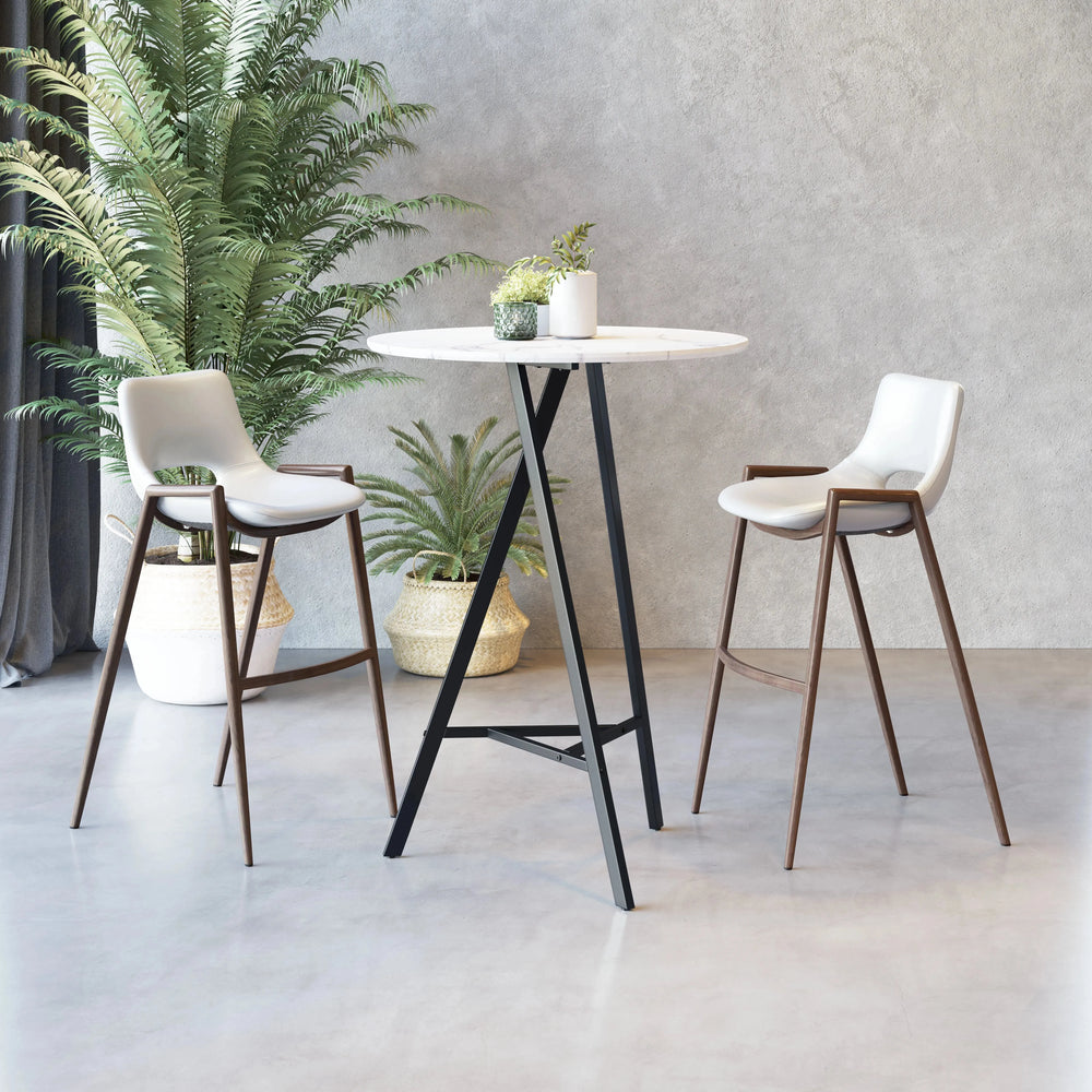 Desi Barstool White & Walnut