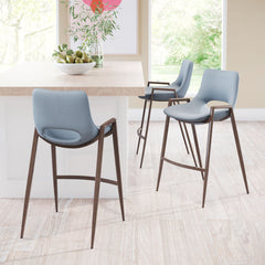 Desi Counter Stool Azure Gray & Walnut