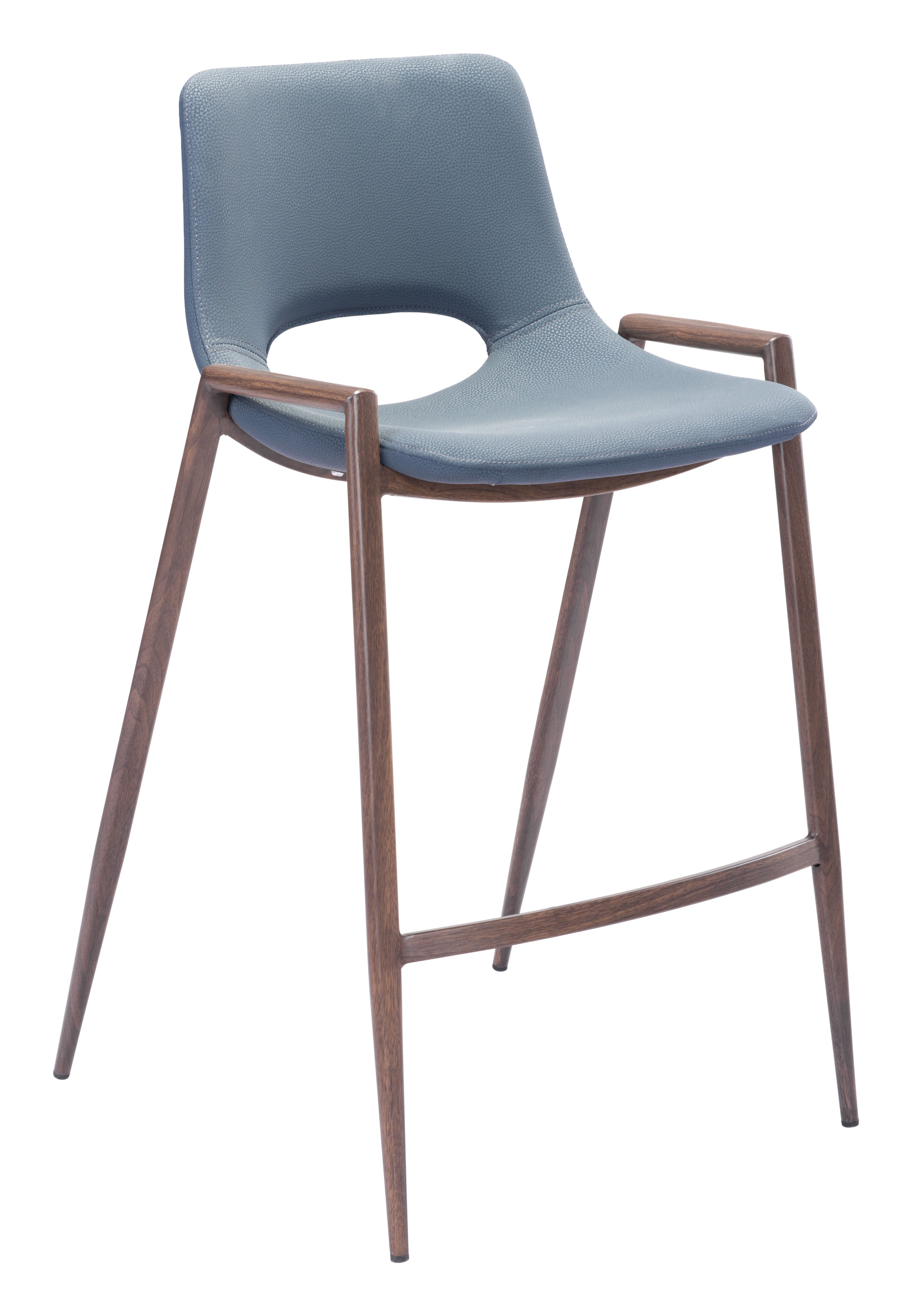 Desi Counter Stool Azure Gray & Walnut