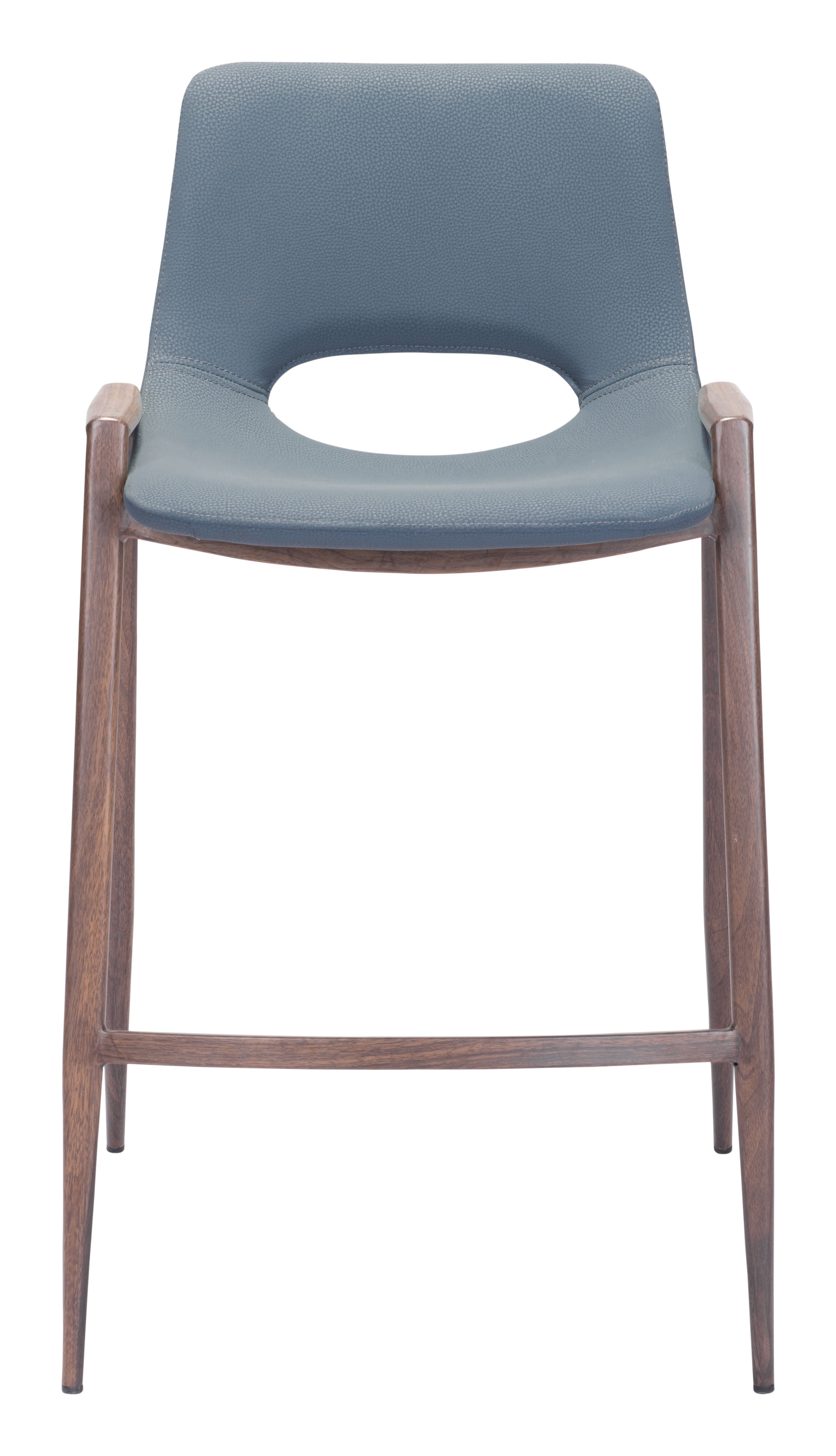 Desi Counter Stool Azure Gray & Walnut