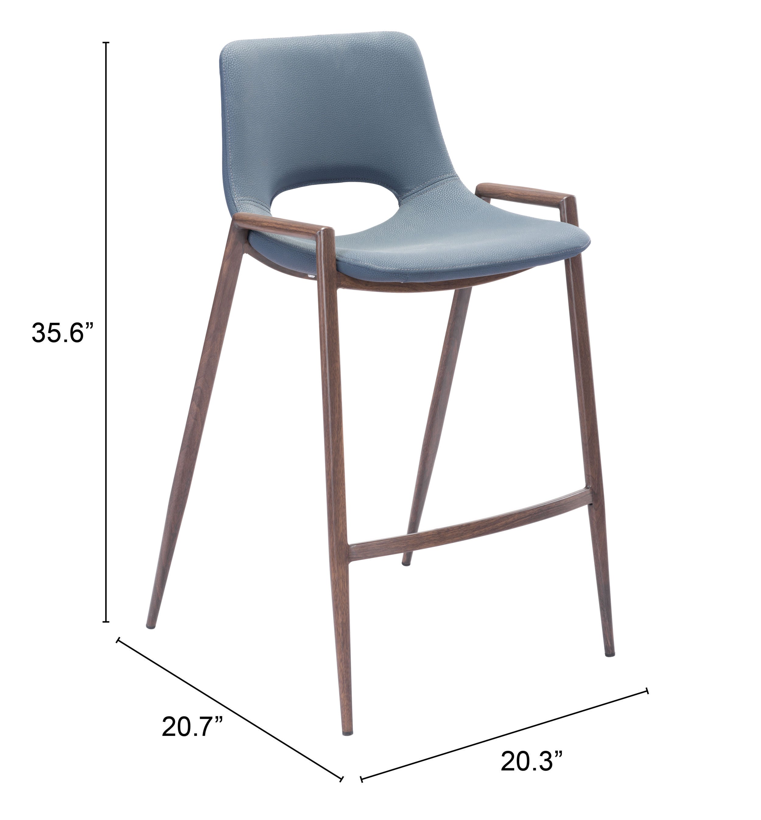 Desi Counter Stool Azure Gray & Walnut