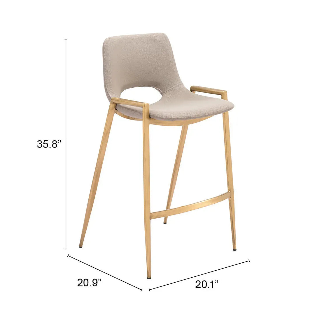 Desi Counter Stool Beige & Gold