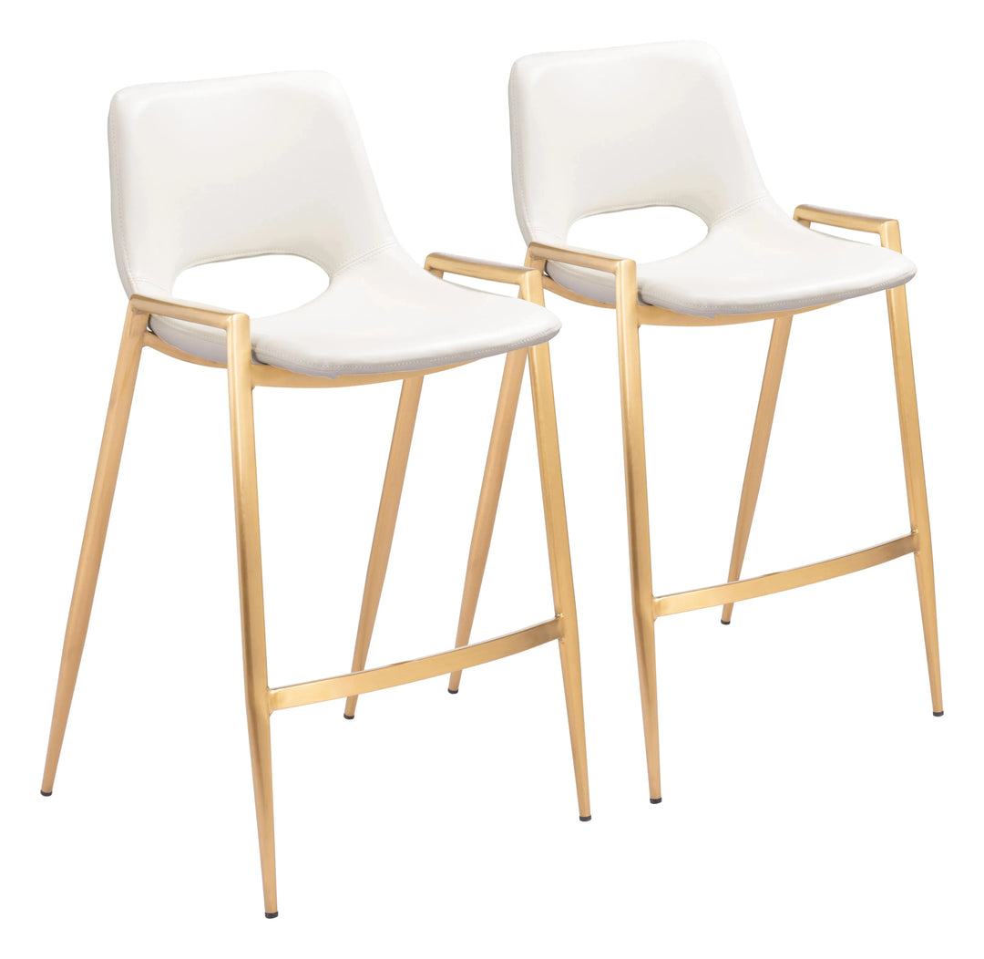 Desi Counter Stool White & Gold
