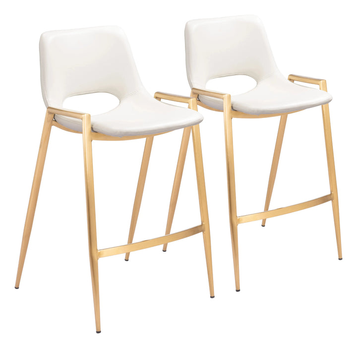 Desi Counter Stool White & Gold